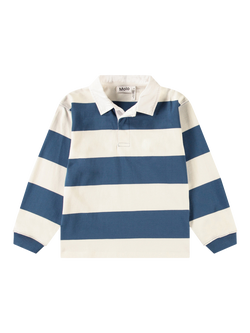 Molo Kids' Relz Rugby Shirt, Blue/White, Blue/White