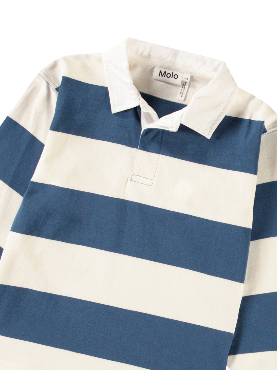 Product image 3 of 3, which shows Molo Kids' Relz Rugby Shirt, Blue/White, 5 years
