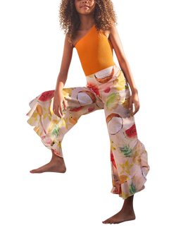 Molo Kids' One Shoulder Textured Swimsuit, Orange, Orange