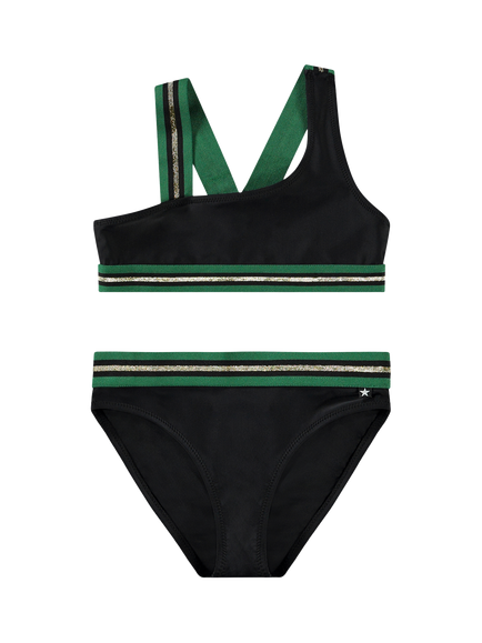 Molo Kids' Nicola Asymmetric Bikini, Black/Multi, Black/Multi