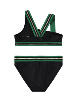 Molo Kids' Nicola Asymmetric Bikini, Black/Multi - view 2, Black/Multi