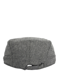 Dune Olivea Herringbone Flat Cap - view 2, Grey-fabric