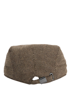 Dune Olivea Herringbone Flat Cap - view 2, Brown-fabric