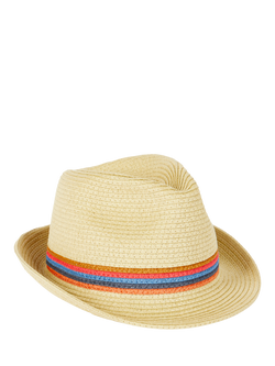 Paul Smith Artist Stripe Band Straw Trilby, Natural, Natural Natural