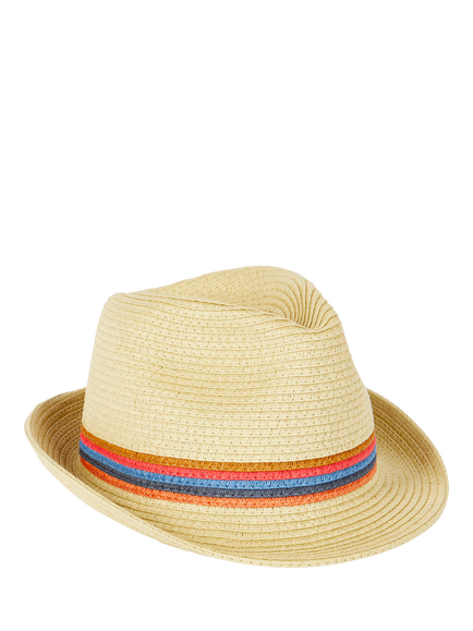 Paul Smith Artist Stripe Band Straw Trilby, Natural, Natural Natural