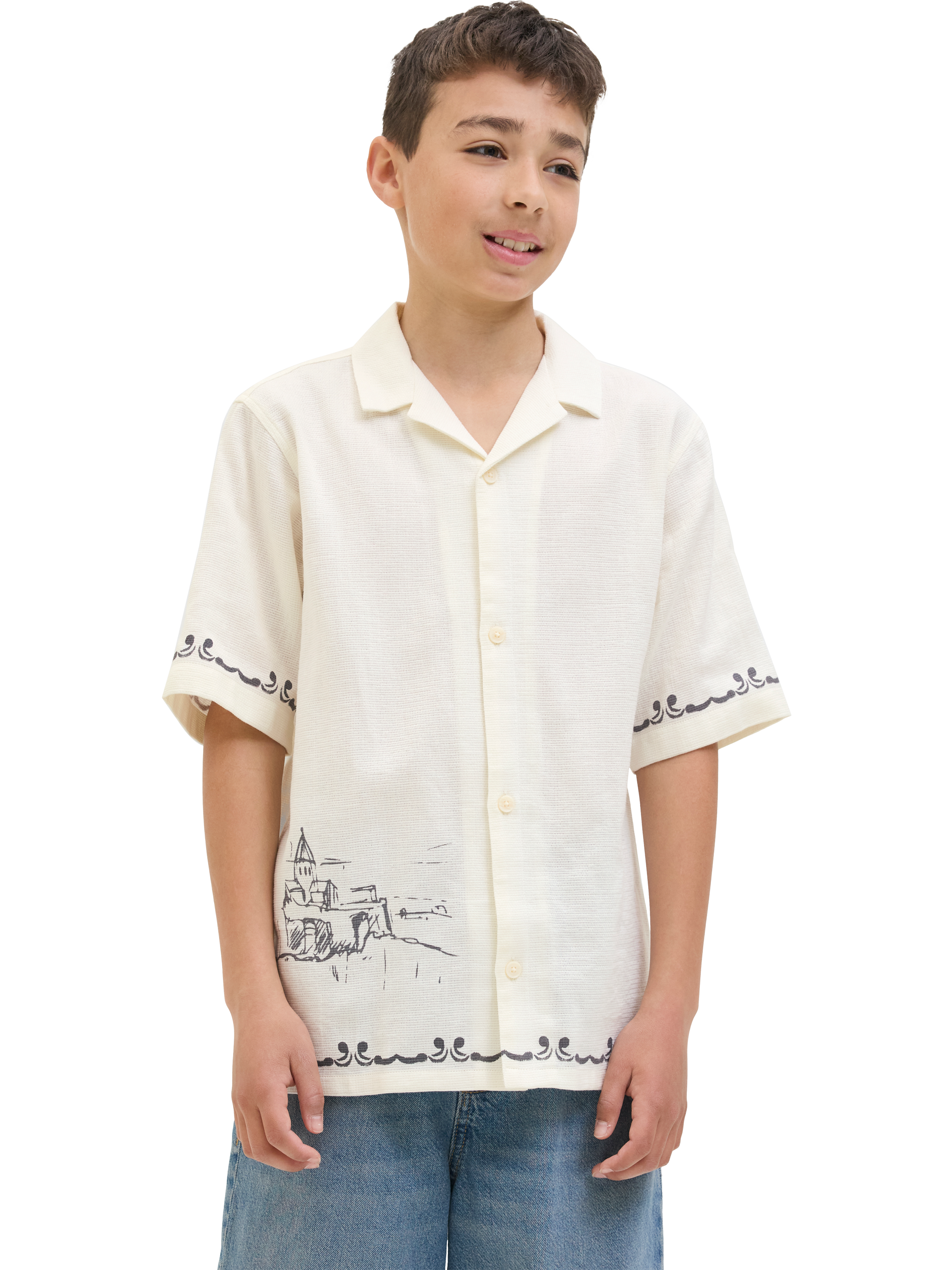 Product image 1 of 2, which shows Jack & Jones Kids' Resort Shirt, Cloud Dancer, 8 years