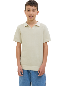 Jack & Jones Kids' Cotton Flat Knit Top, Whitecap Gray, Whitecap Gray