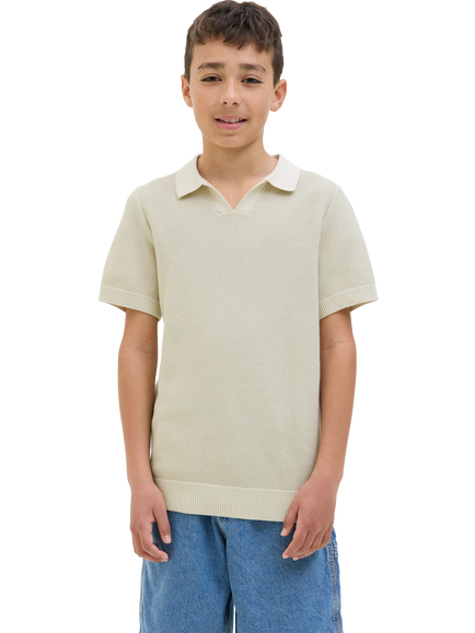 Jack & Jones Kids' Cotton Flat Knit Top, Whitecap Gray, Whitecap Gray