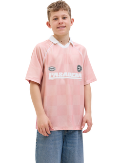 Jack & Jones Kids' Mesh Open Collar Top, Pink Icing, Pink Icing