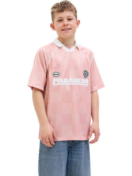 Jack & Jones Kids' Mesh Open Collar Top, Pink Icing, Pink Icing