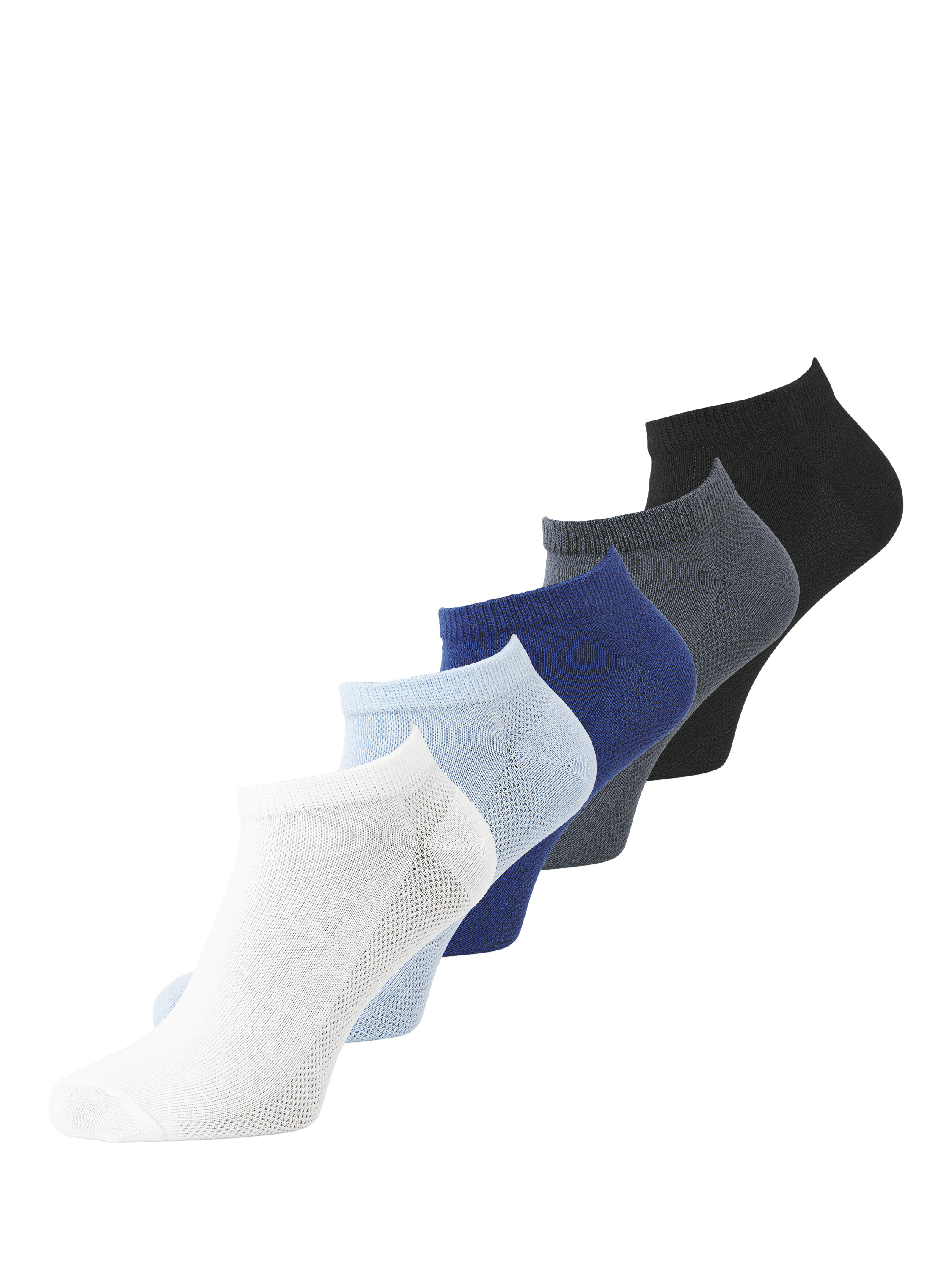 Jack & Jones Kids' Trainer Socks, Pack of 5, Blue/Black/White