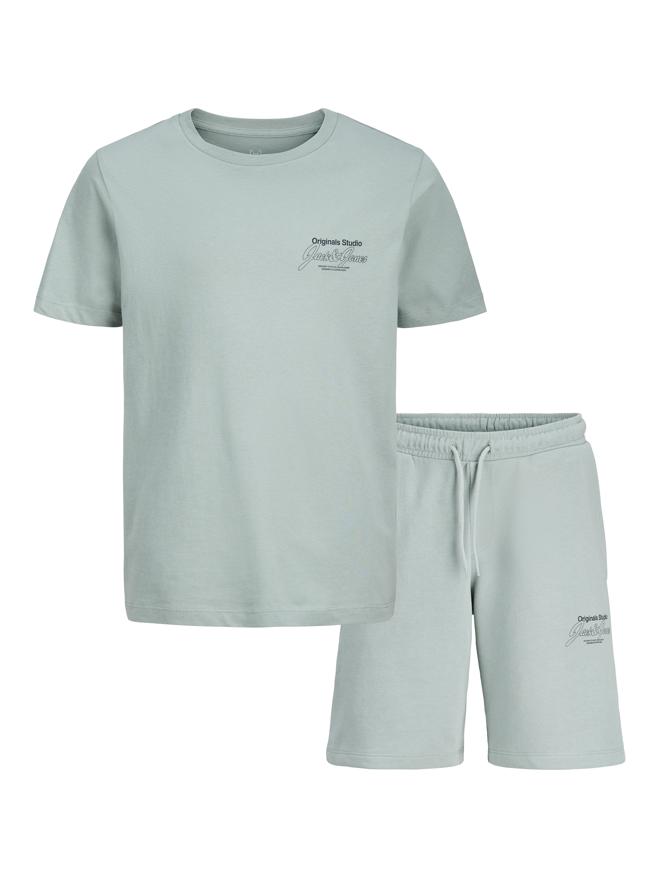 Jack & Jones Kids' Cotton T-shirt & Shorts Set, Iceberg Green