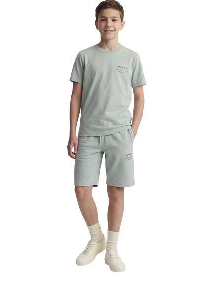 Jack & Jones Kids' Cotton T-shirt & Shorts Set, Iceberg Green, Iceberg Green