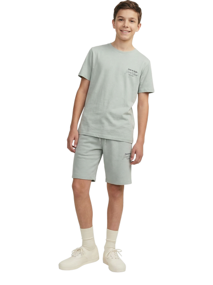 Jack & Jones Kids' Cotton T-shirt & Shorts Set, Iceberg Green - view 2, Iceberg Green