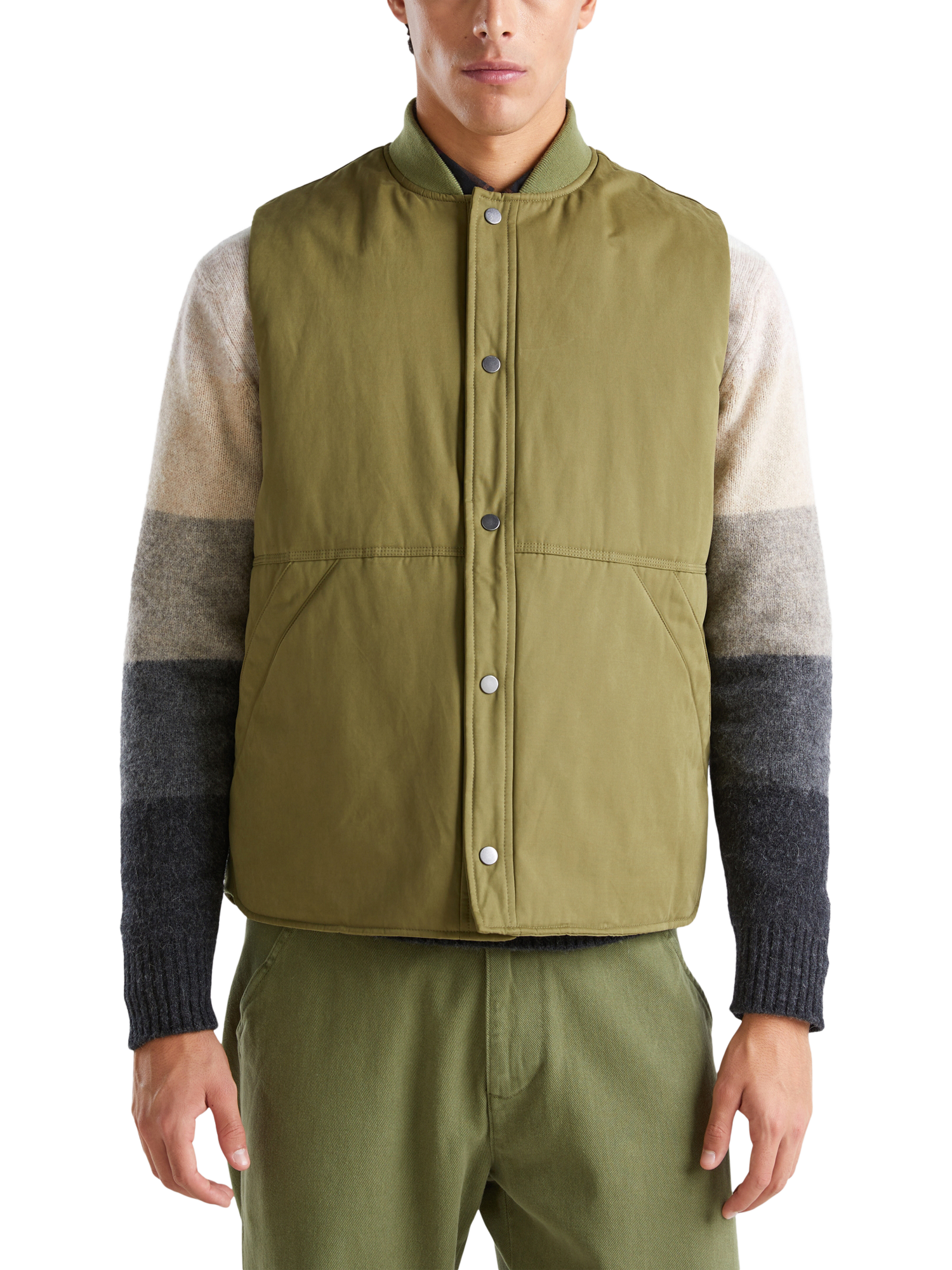 Benetton Cotton Blend Gilet, Military Green