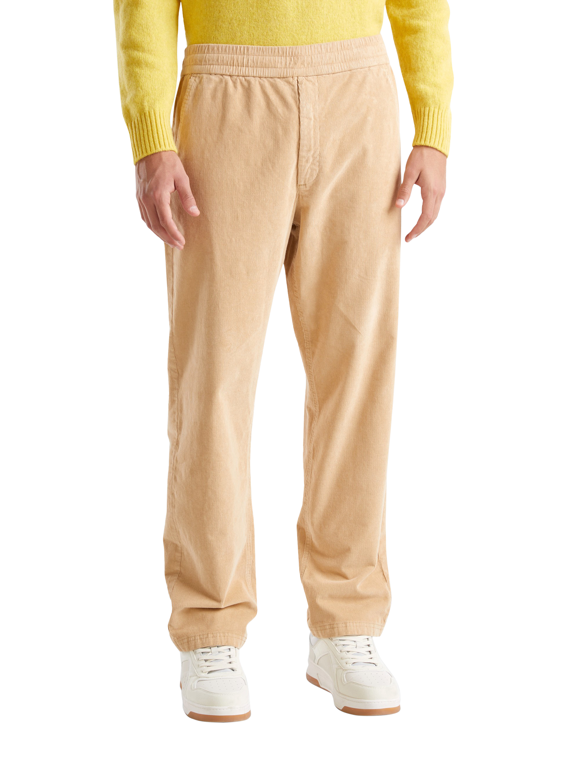 Benetton Corduroy Straight Leg Trousers, Beige