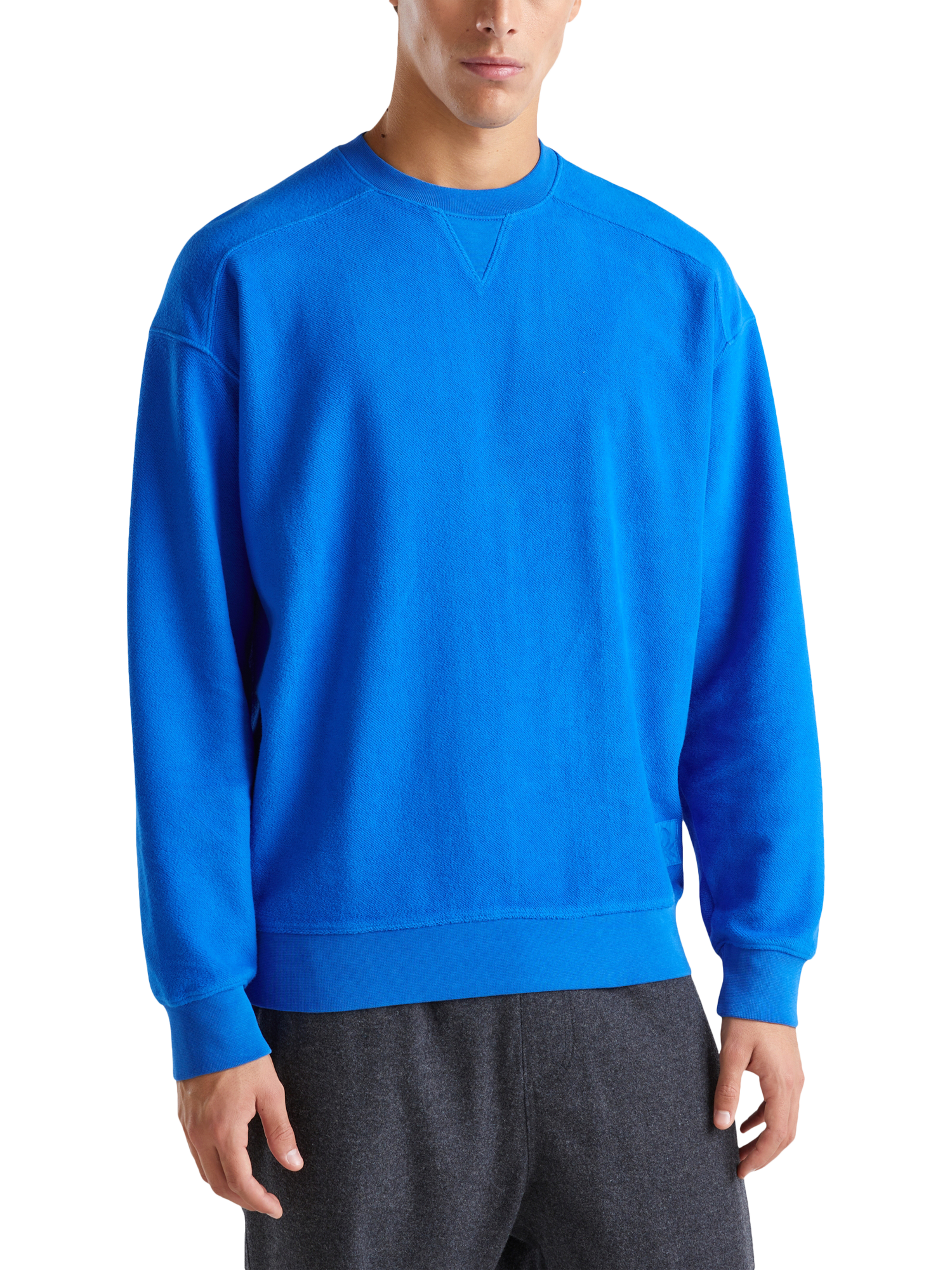 Benetton Cotton Long Sleeve Crewneck Sweatshirt, Bluette