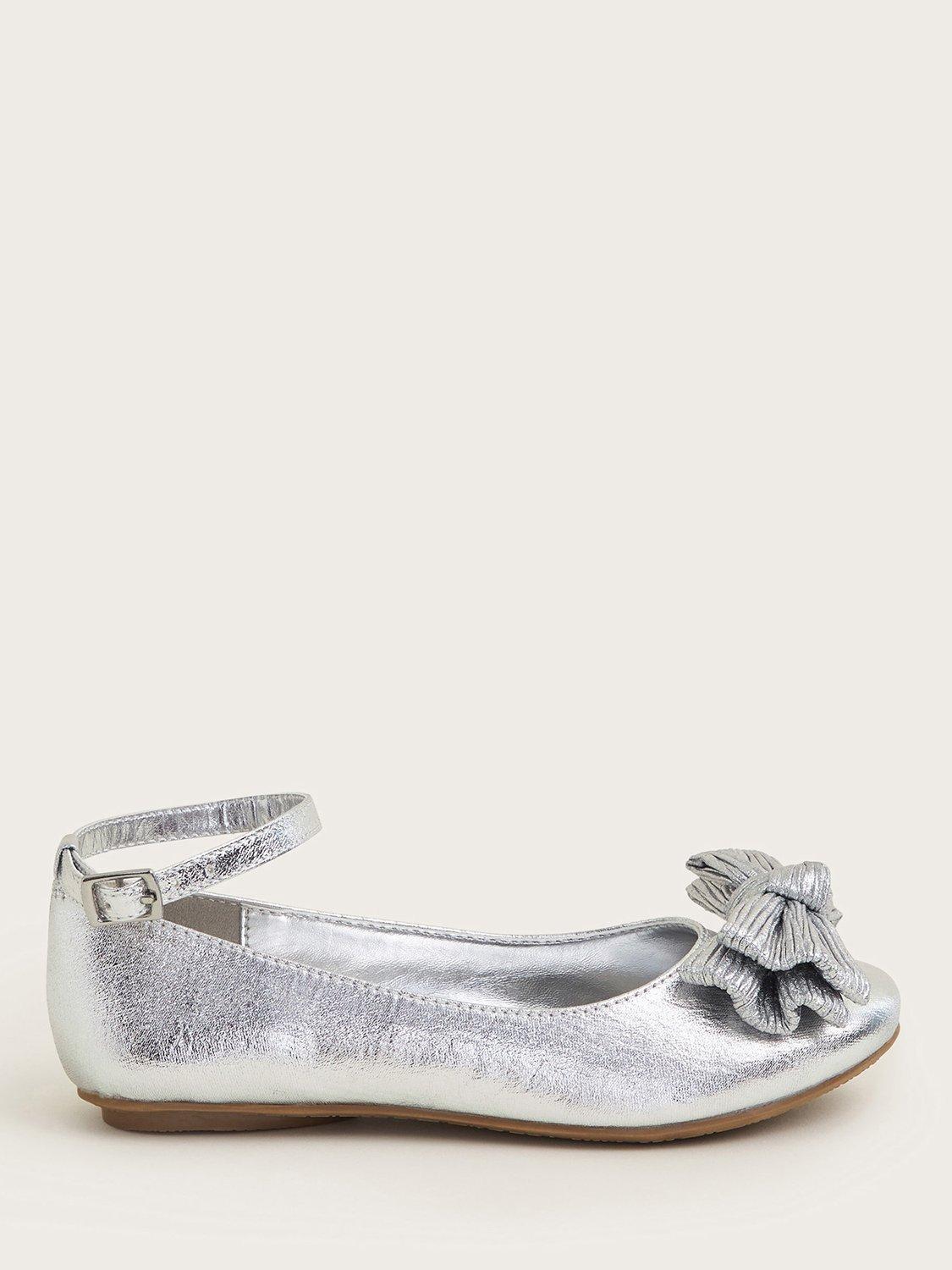 Monsoon Kids' Bow Ballerina Shoes, Silver