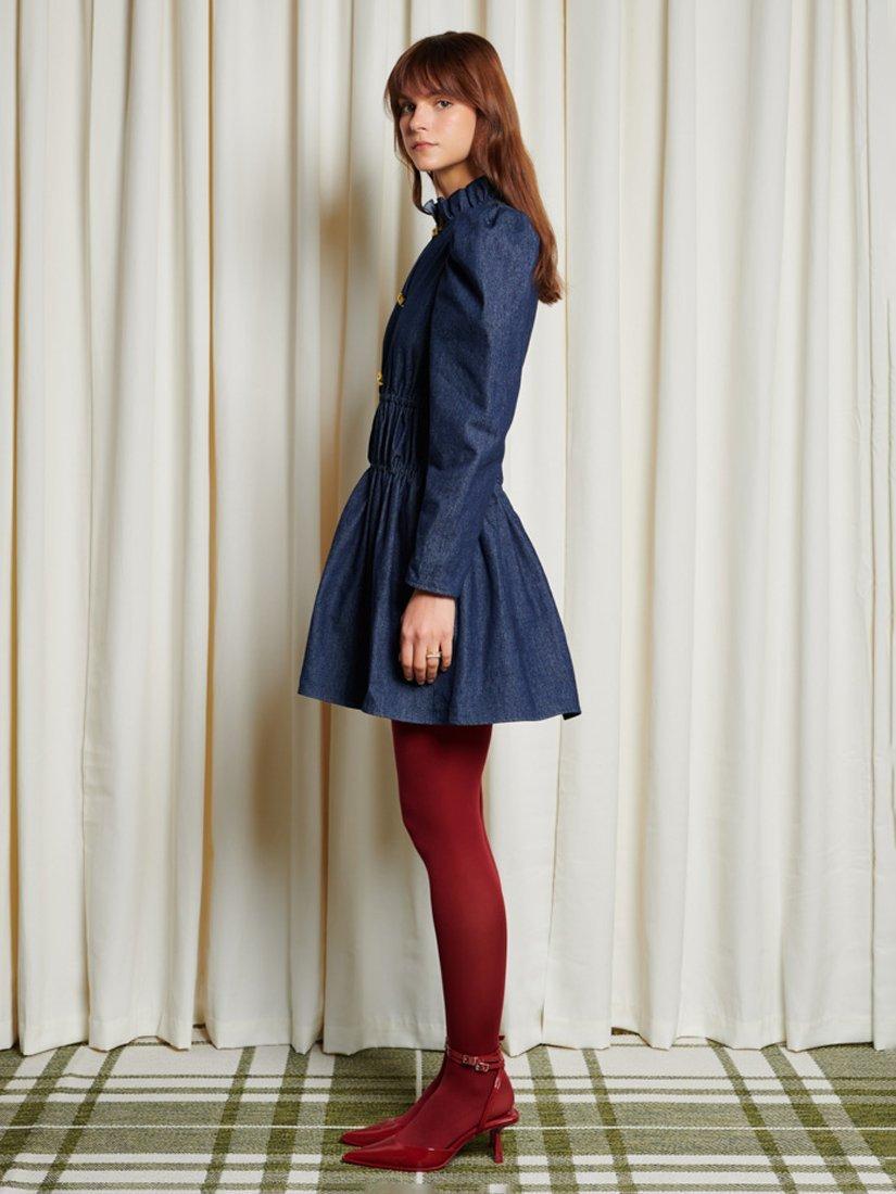 Product image 3 of 6, which shows GHOSPELL Dallin Ruched Waist Denim Mini Dress, Blue Denim, 8