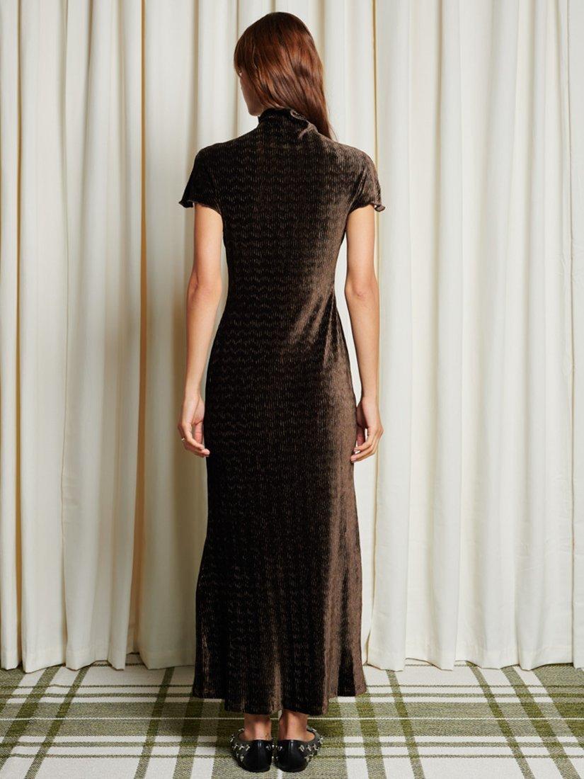 Product image 4 of 6, which shows GHOSPELL Vaila Textured Velvet Maxi Dress, Brown, 14