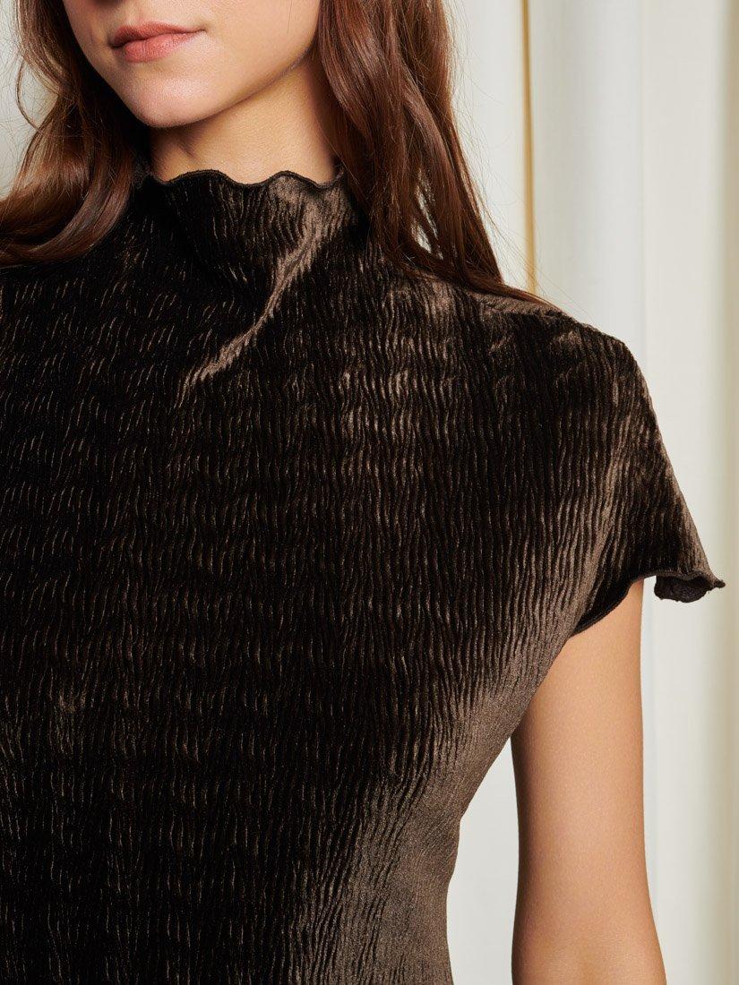 Product image 6 of 6, which shows GHOSPELL Vaila Textured Velvet Maxi Dress, Brown, 14