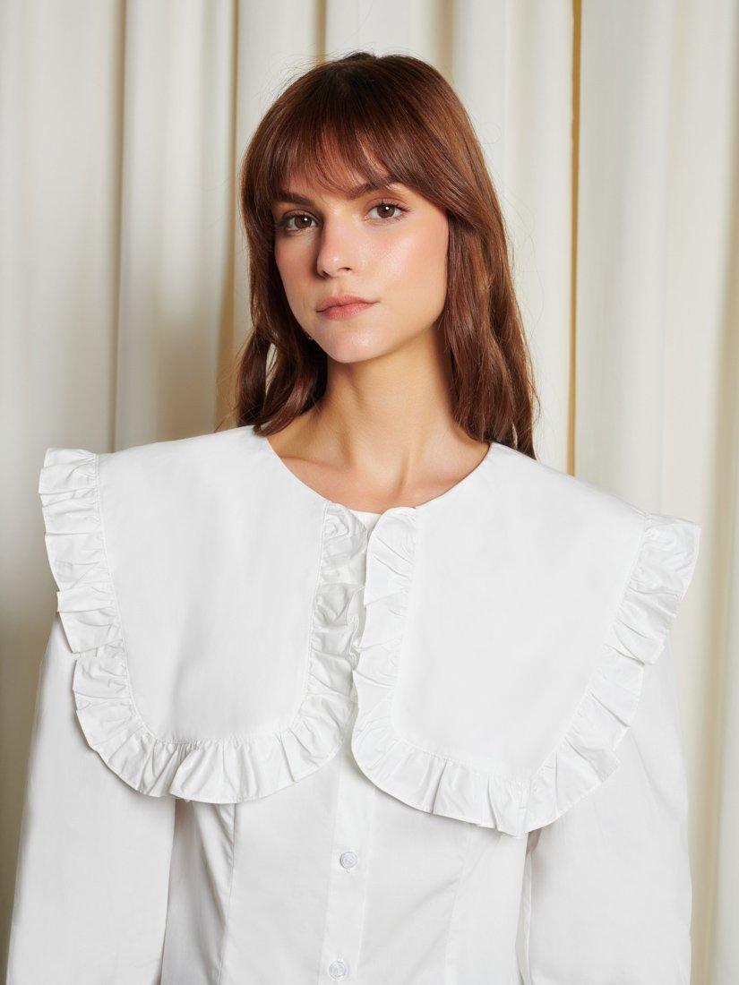 Product image 5 of 6, which shows GHOSPELL Christy Statement Ruffle Collar Blouse, White, 6