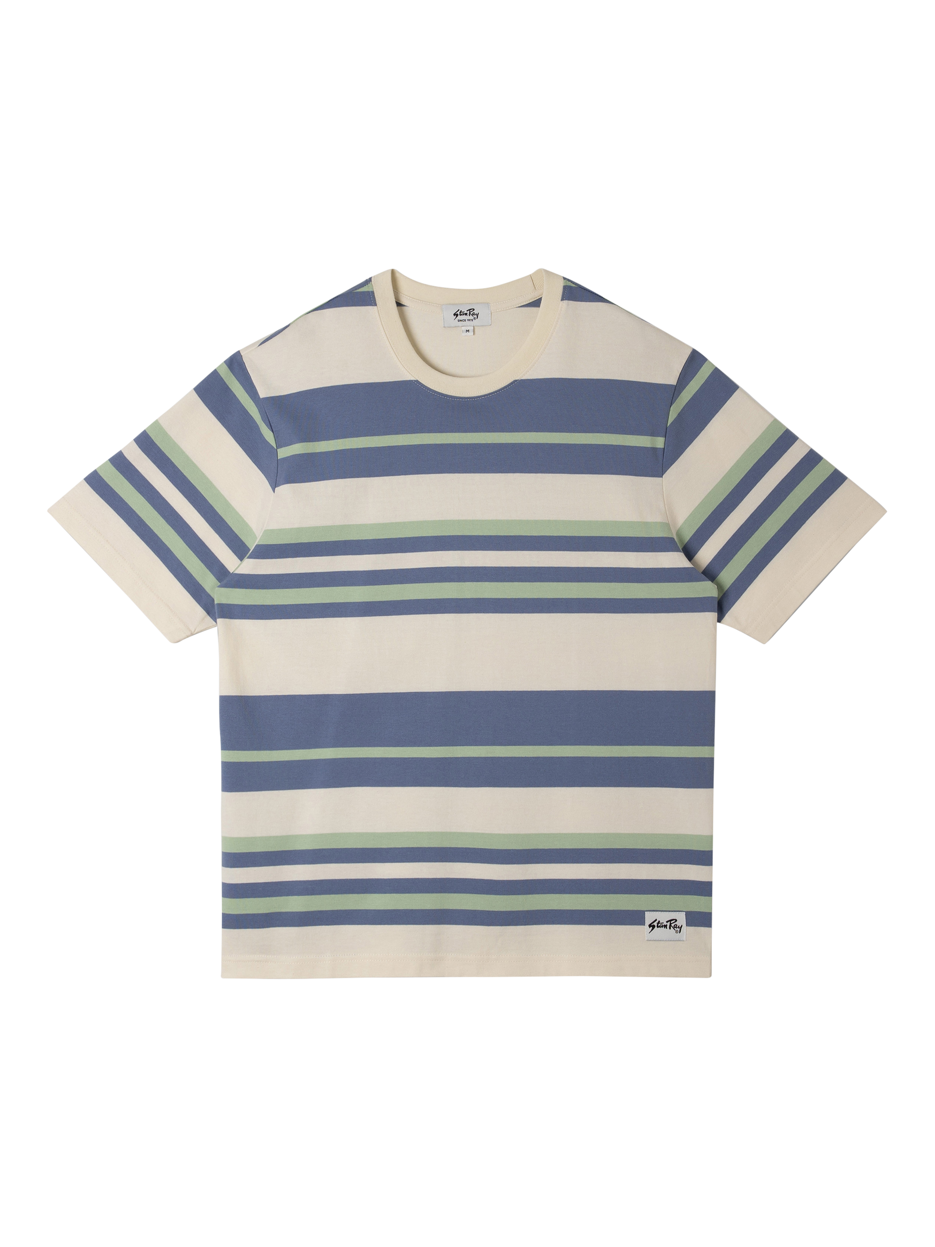 Product image 1 of 5, which shows Stan Ray Cotton Regular Fit Short Sleeve Stripe T-Shirt, Natural, M