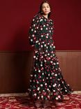 Sister Jane Dream Lilian Rose Flower Embroidered Tulle Maxi Dress, Black