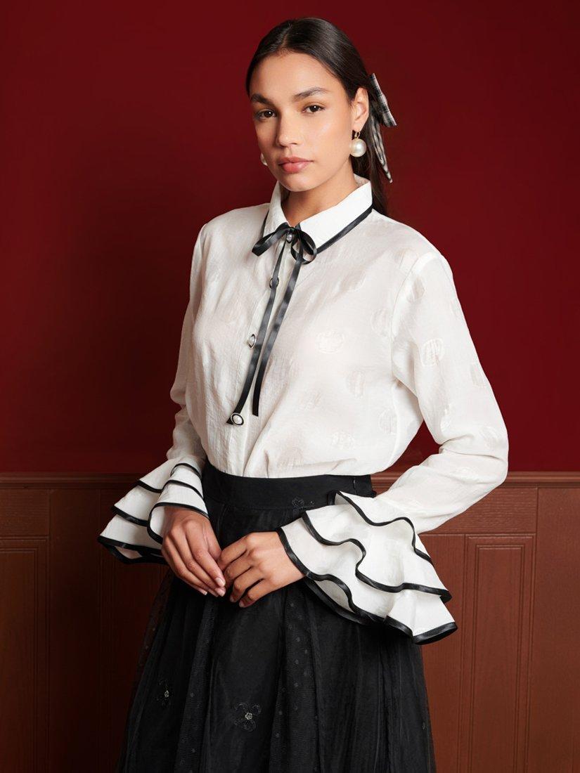 Sister Jane floral embellished sequin shirt in ivory | ASOS