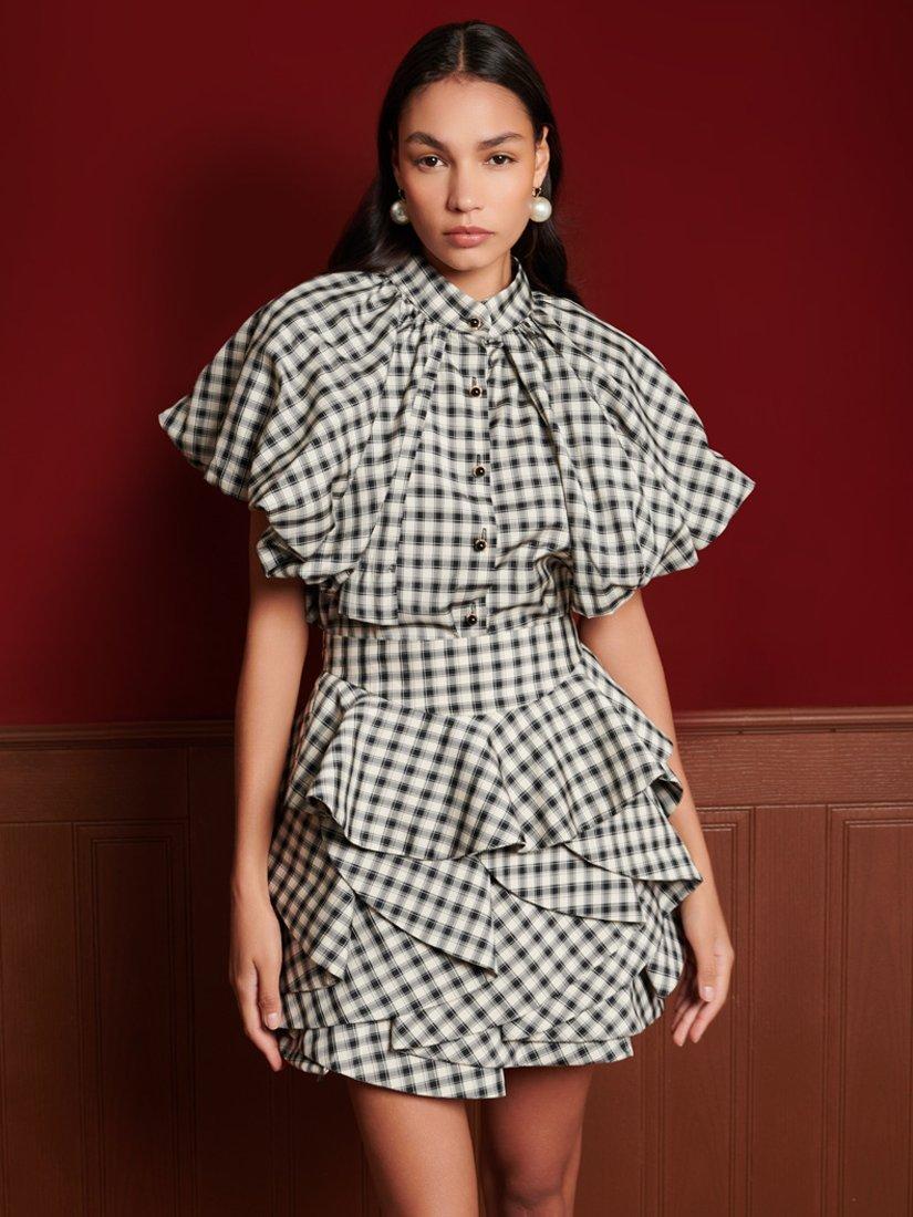Sister Jane Dream Thelma Check Blouse, Black/White