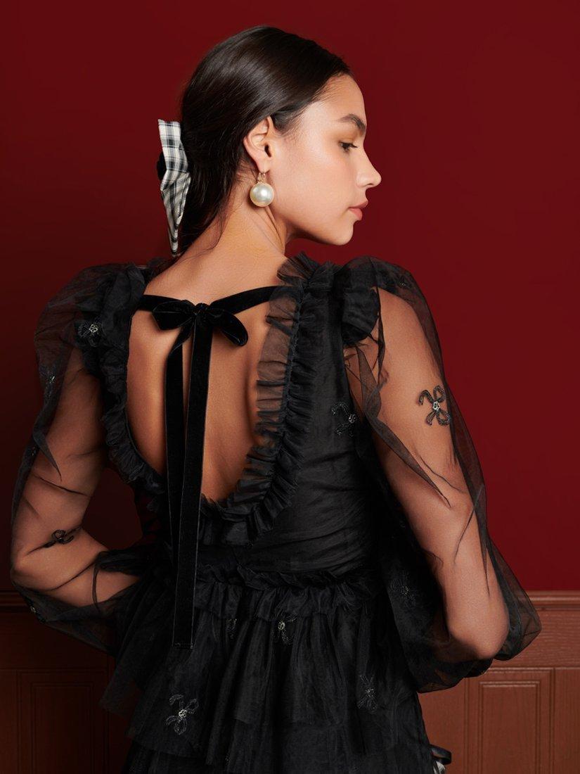 Sister Jane Dream Voyage Tulle Top, Black