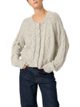 MY ESSENTIAL WARDROBE Vera Cable Knit Cardigan, Light Grey