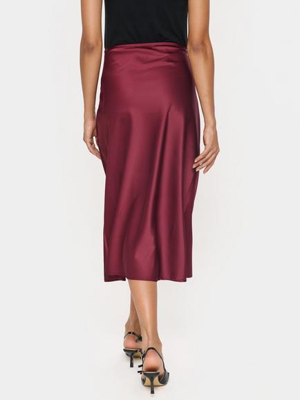 Saint Tropez Hafia Satin Midi Skirt - view 2, Burgundy