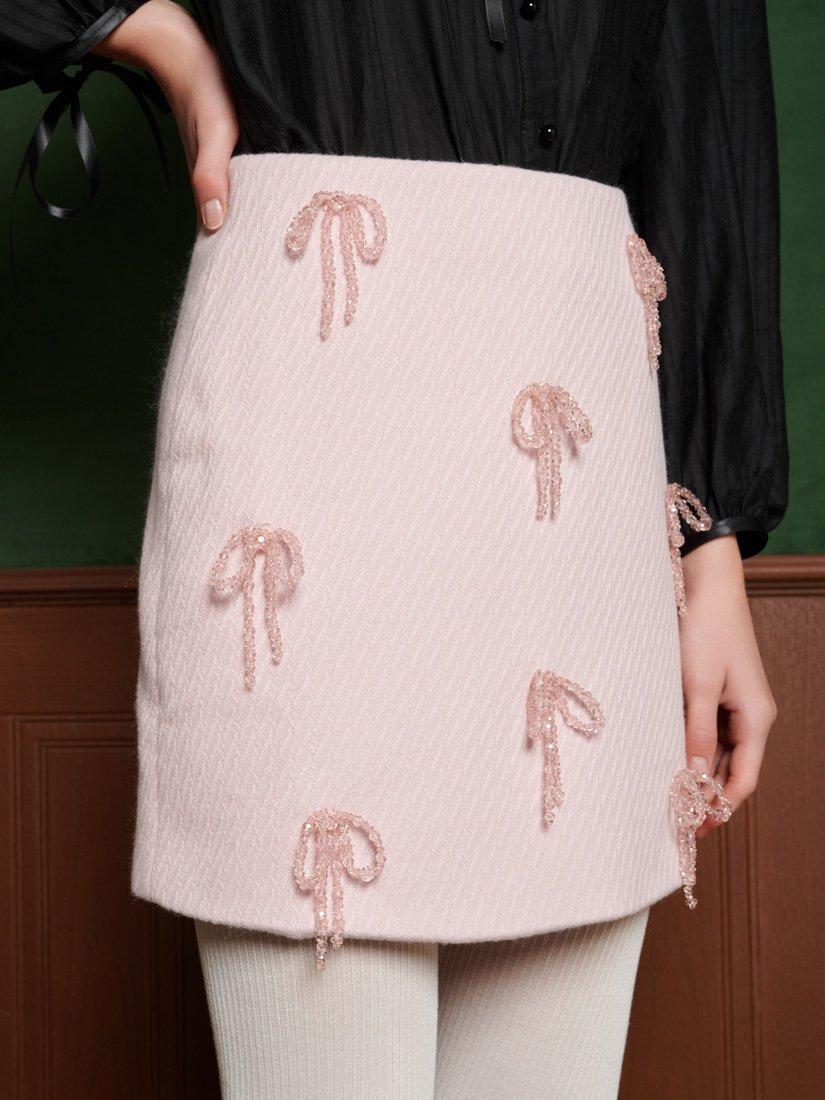 Product image 5 of 6, which shows Sister Jane Alpine Embellished Bow Mini Skirt, Pnk, 6
