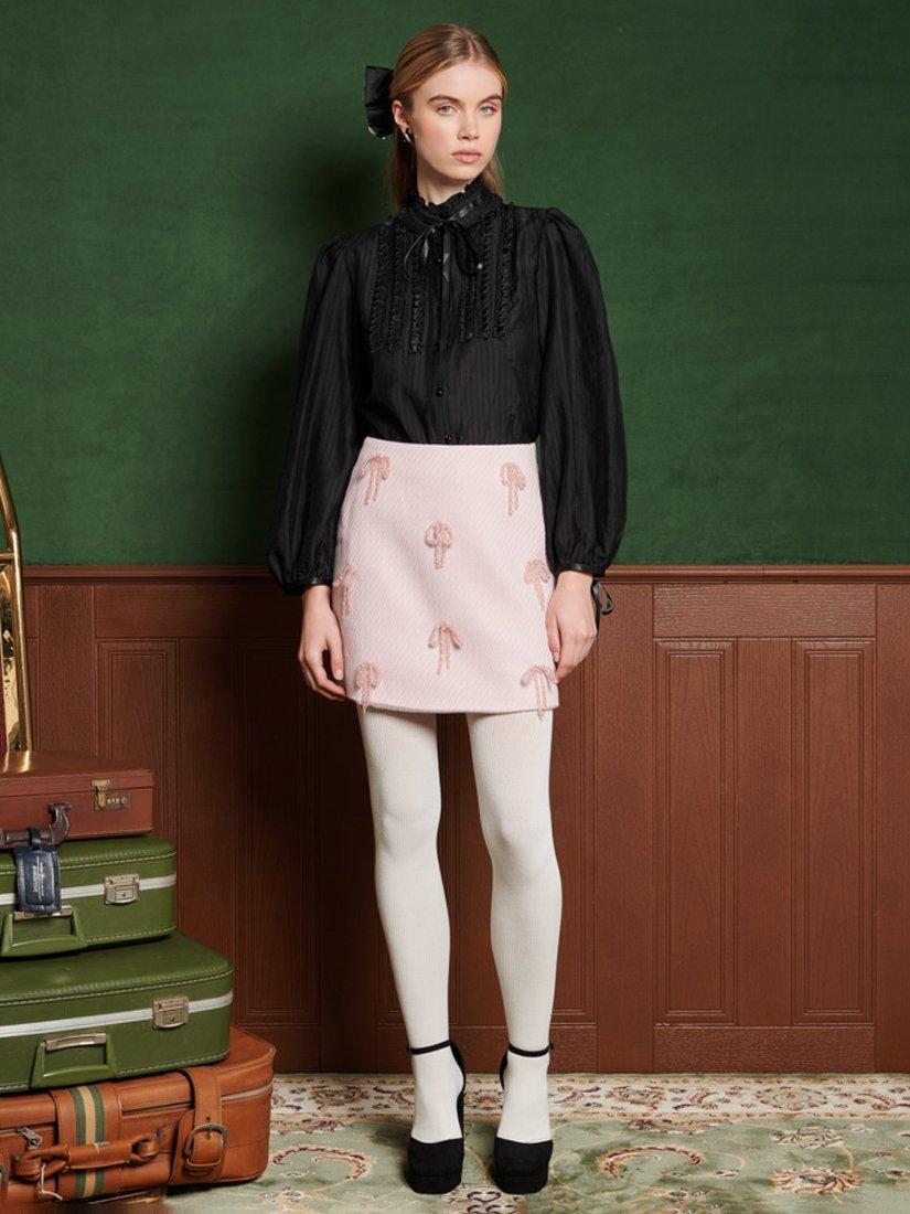 Product image 2 of 6, which shows Sister Jane Birch Ruffle Blouse, Black, 6