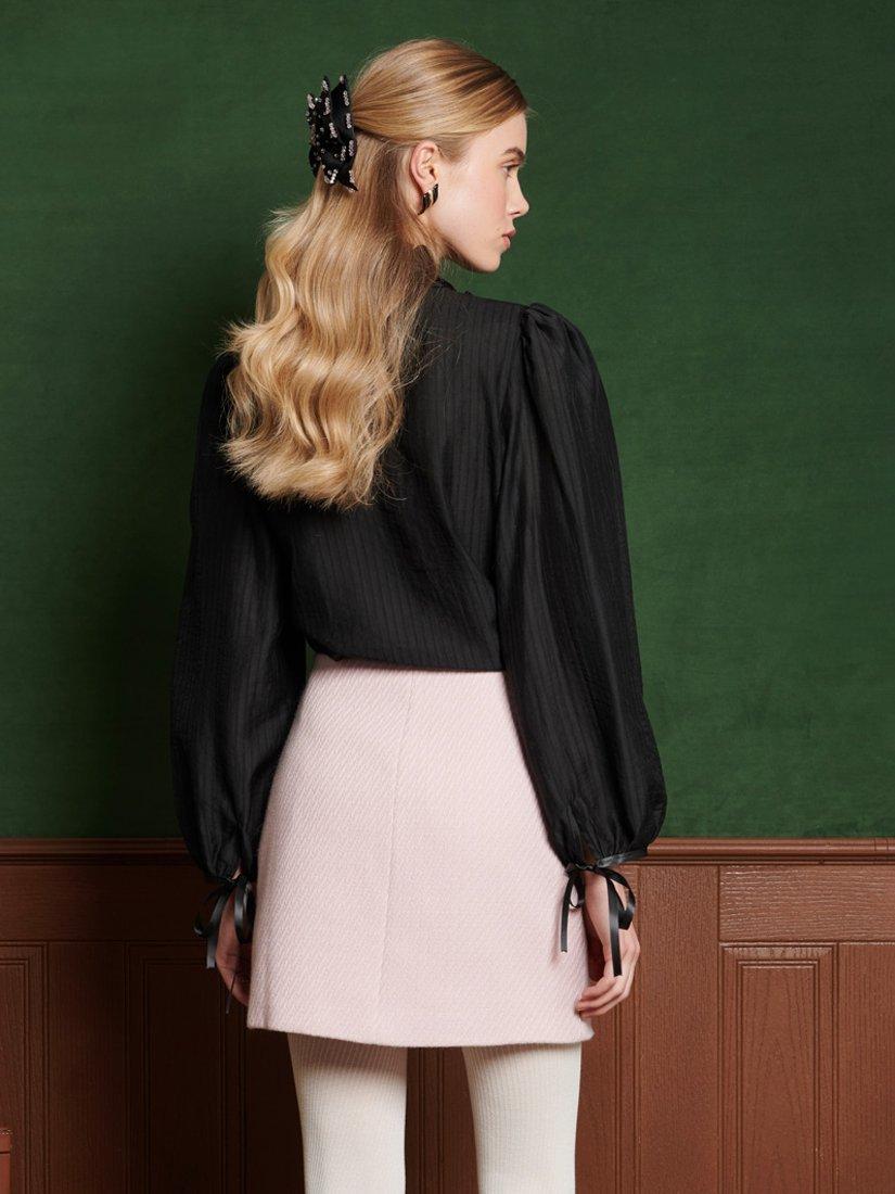 Product image 4 of 6, which shows Sister Jane Birch Ruffle Blouse, Black, 6