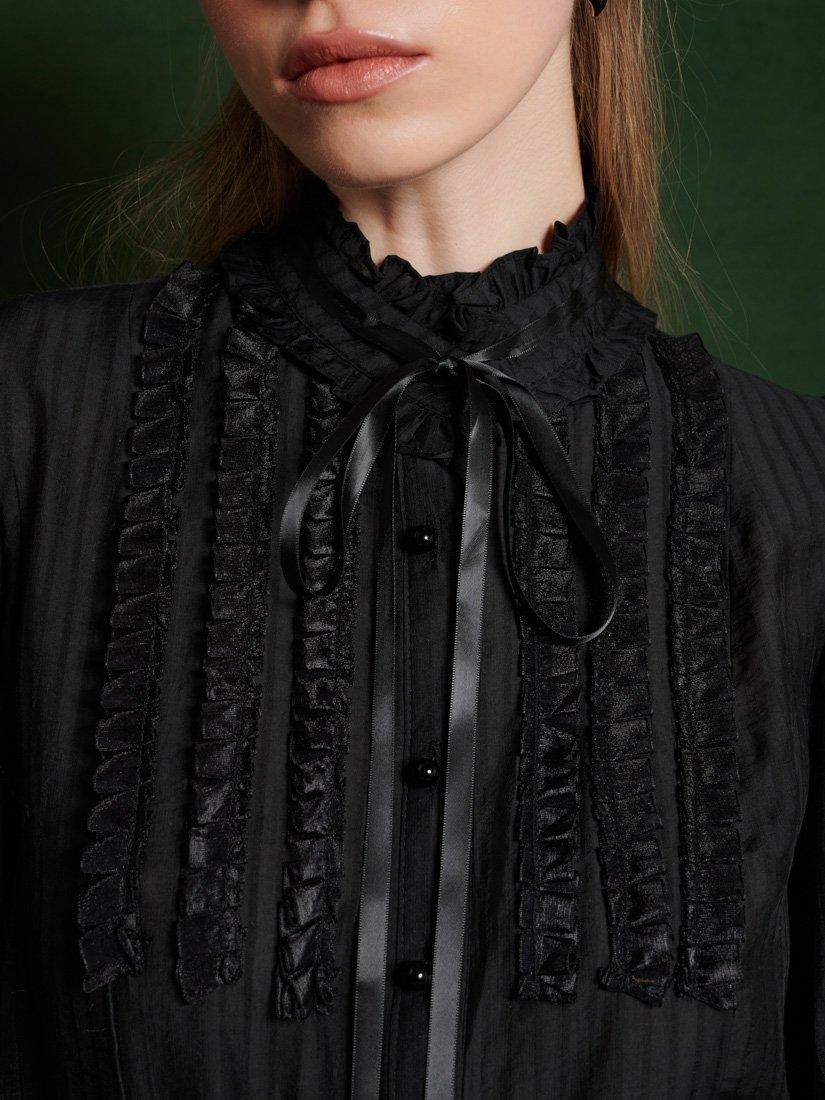 Product image 6 of 6, which shows Sister Jane Birch Ruffle Blouse, Black, 6