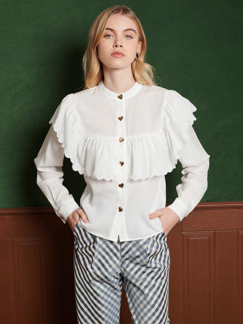 Product image 1 of 6, which shows Sister Jane Hazel Scallop Blouse, White, 6