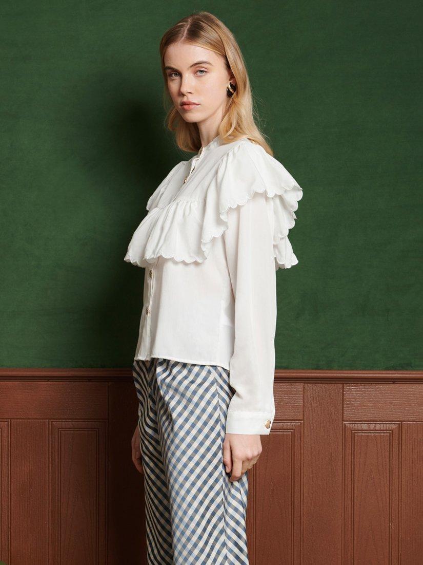 Product image 3 of 6, which shows Sister Jane Hazel Scallop Blouse, White, 6