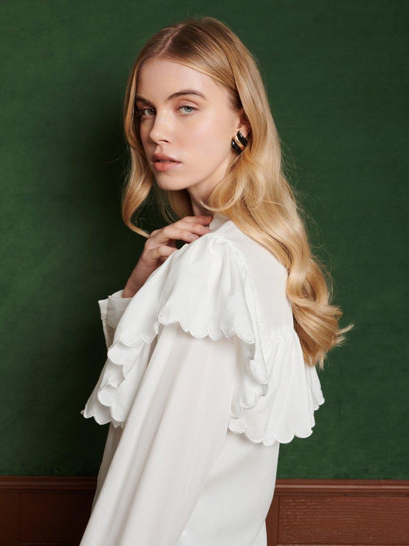 Product image 5 of 6, which shows Sister Jane Hazel Scallop Blouse, White, 6