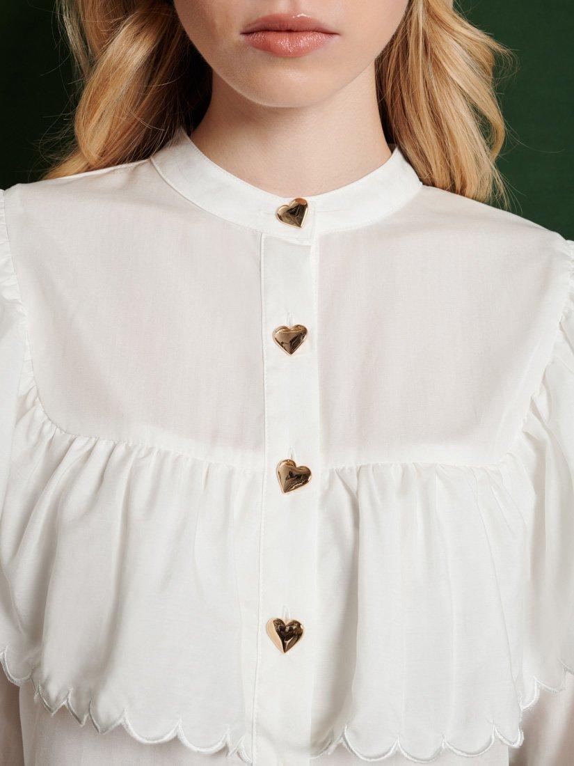 Product image 6 of 6, which shows Sister Jane Hazel Scallop Blouse, White, 6