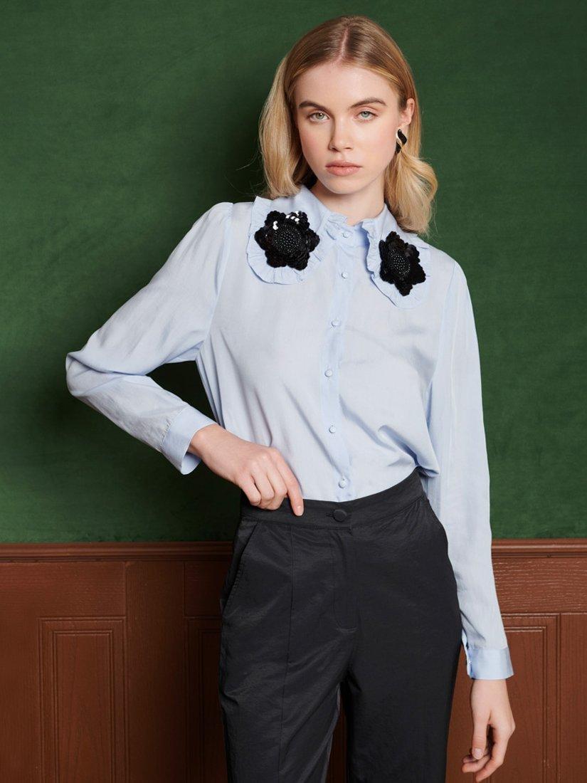 Product image 1 of 6, which shows Sister Jane Symmetry Fleur Blouse, Blu, 6