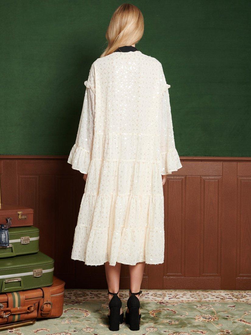 Product image 4 of 6, which shows Sister Jane Chandelier Embellished Chiffon Midi Dress, White, 12