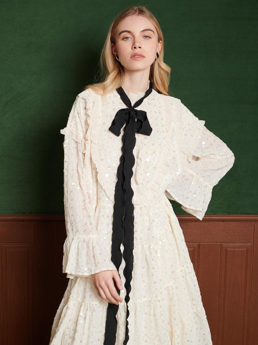 Product image 5 of 6, which shows Sister Jane Chandelier Embellished Chiffon Midi Dress, White, 12