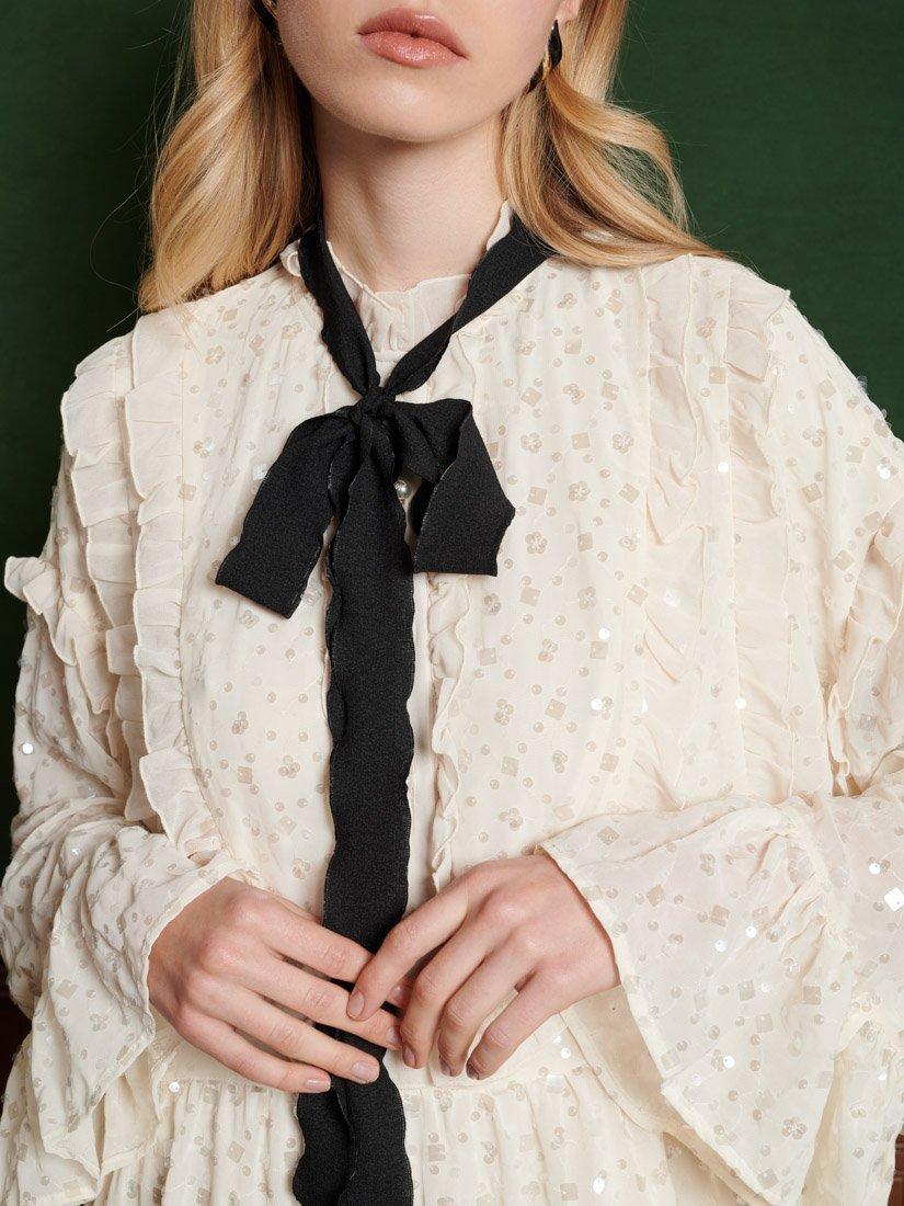 Product image 6 of 6, which shows Sister Jane Chandelier Embellished Chiffon Midi Dress, White, 12