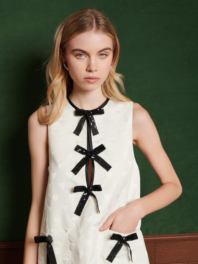 【英国発Sister Jane】Tamara bow-embellished twill mini dress Sister Jane Tamara bow-embellished twill mini dress
