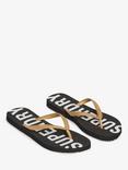 Superdry Code Essential Flip Flops, Black/Metallic Gold