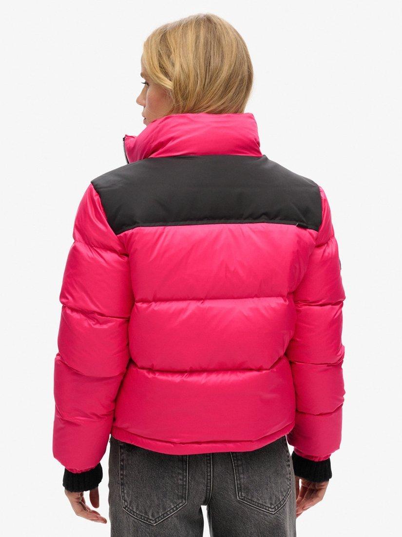 Product image 2 of 5, which shows Superdry Sportstyle Code Puffer Jacket, Hot Pink/Black, 8