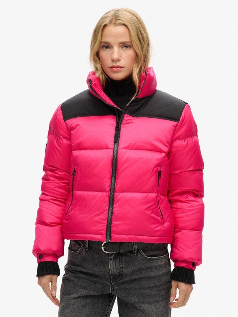 Product image 3 of 5, which shows Superdry Sportstyle Code Puffer Jacket, Hot Pink/Black, 8