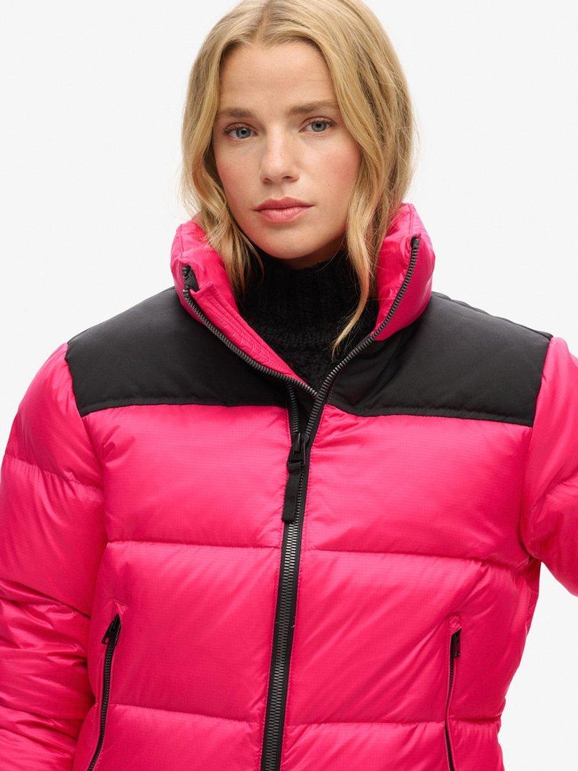 Product image 5 of 5, which shows Superdry Sportstyle Code Puffer Jacket, Hot Pink/Black, 8
